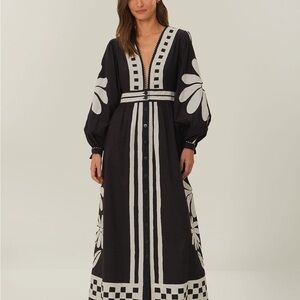 Black Nature Buttoned Maxi Dress